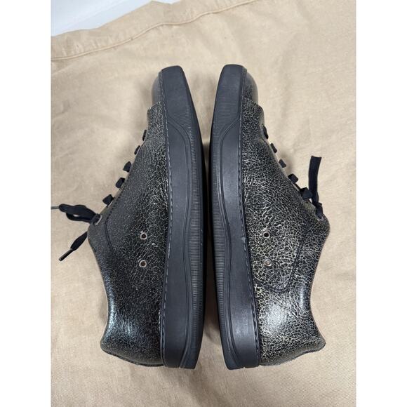 Lanvin Shoes Mens Size 10 Black Cracked Leather Low Top Lace Up Made Portugal main image 5